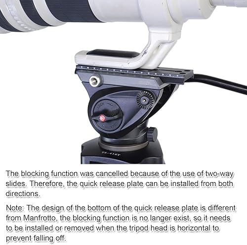 Miniatura 6 de iShoot Placa de liberación rápida para cámara, base de montaje QR compatible con trípode fluido, serie Manfrotto 500, serie 700 y Sachtler FSB