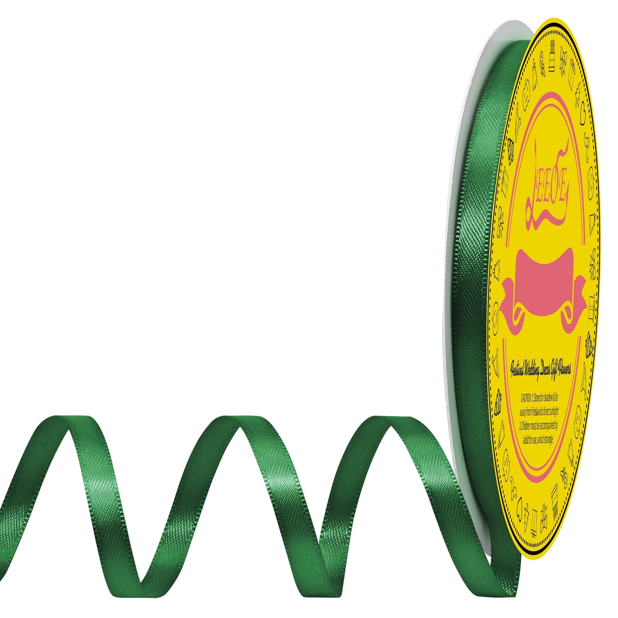 Double Face Forest Green Satin Ribbon 1/4 inch X 50 Yards Polyester Forest Green Ribbon for Gift Wrapping Very Suitable for Weddings Party Hair Bow Invitation Decorations and More