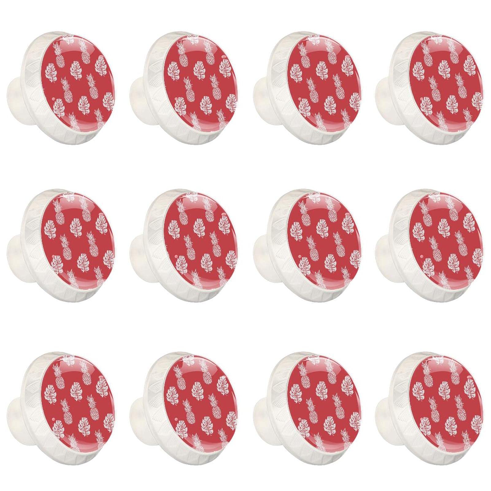 Boutons d'armoires de cuisine ronds motif fruits corail pour placard et tiroir lot de 12