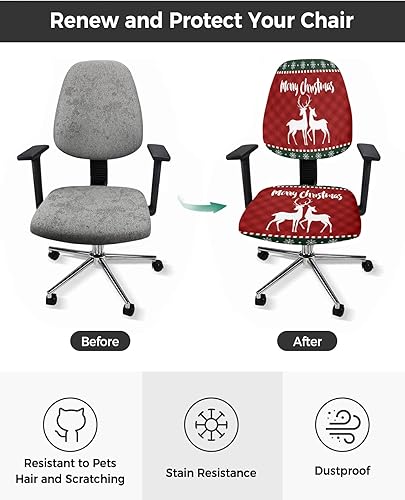 Miniatura 9 de Funda para silla de oficina, diseño de flechas de cactus tropical, color negro, funda protectora y elástica para silla de escritorio, silla de