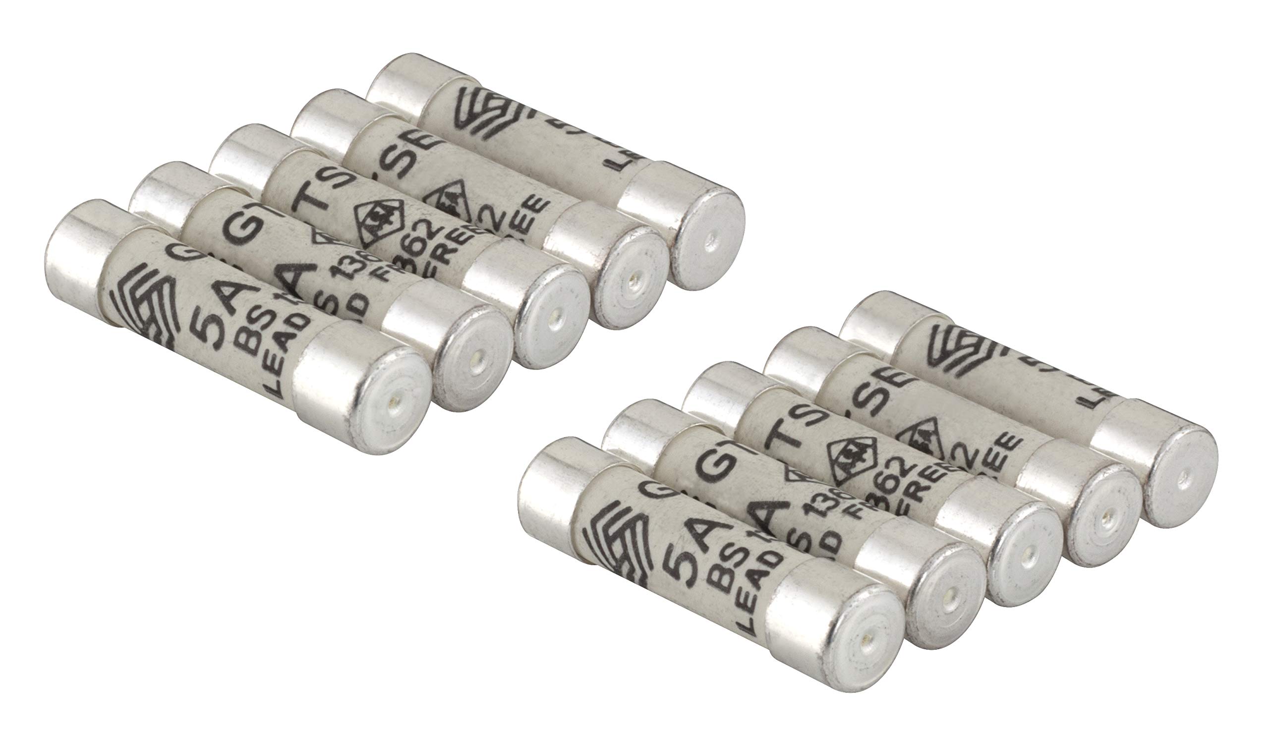 GTSE 5A Electrical Fuses, Pack of 100, Household Domestic Mains Plug Ceramic Fuses, 240V, BS 1362 Compliant