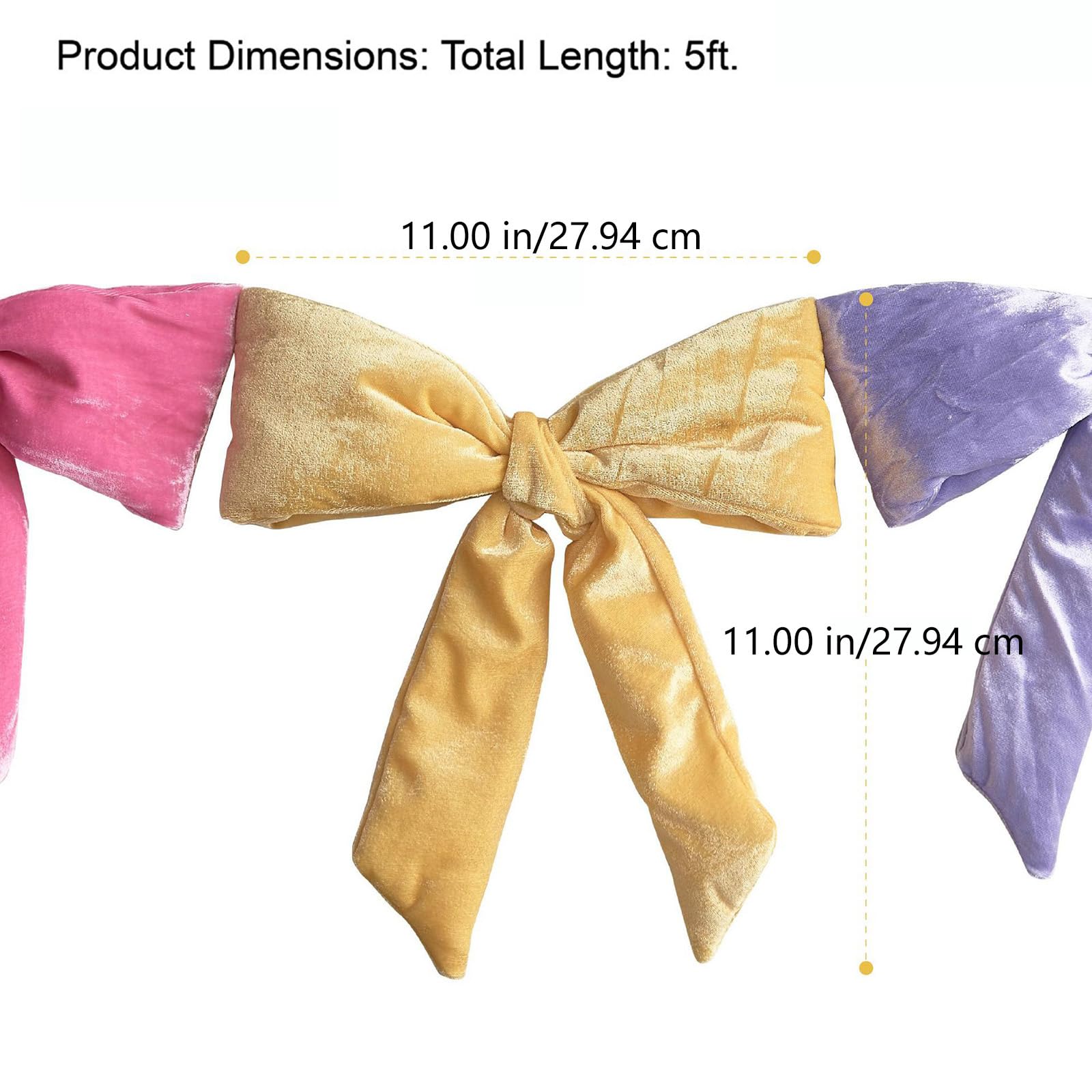 Banderines de terciopelo de 152 cm con lazo listos para colgar para festivales, temporada de primavera, hogar, chimeneas, escaleras, decoración, banderines de Pascua