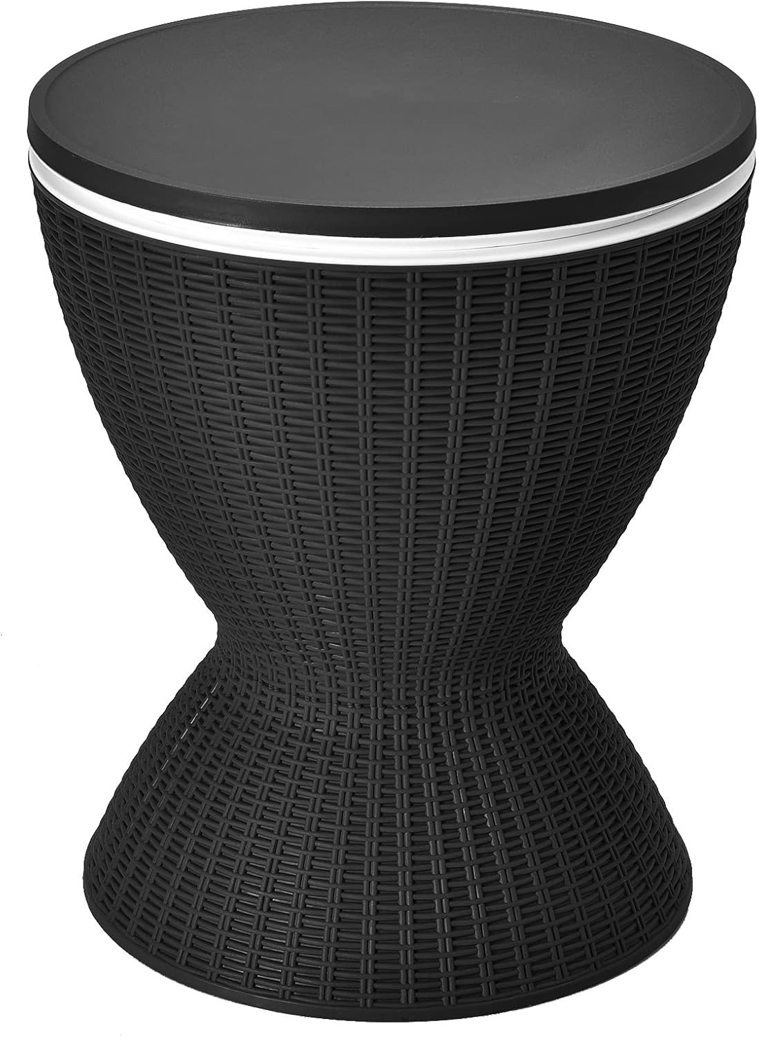 GiantexUK Ice Bucket Table, 30L Height Adjustable Beer Cooler with Drainage Plug, Rattan Style