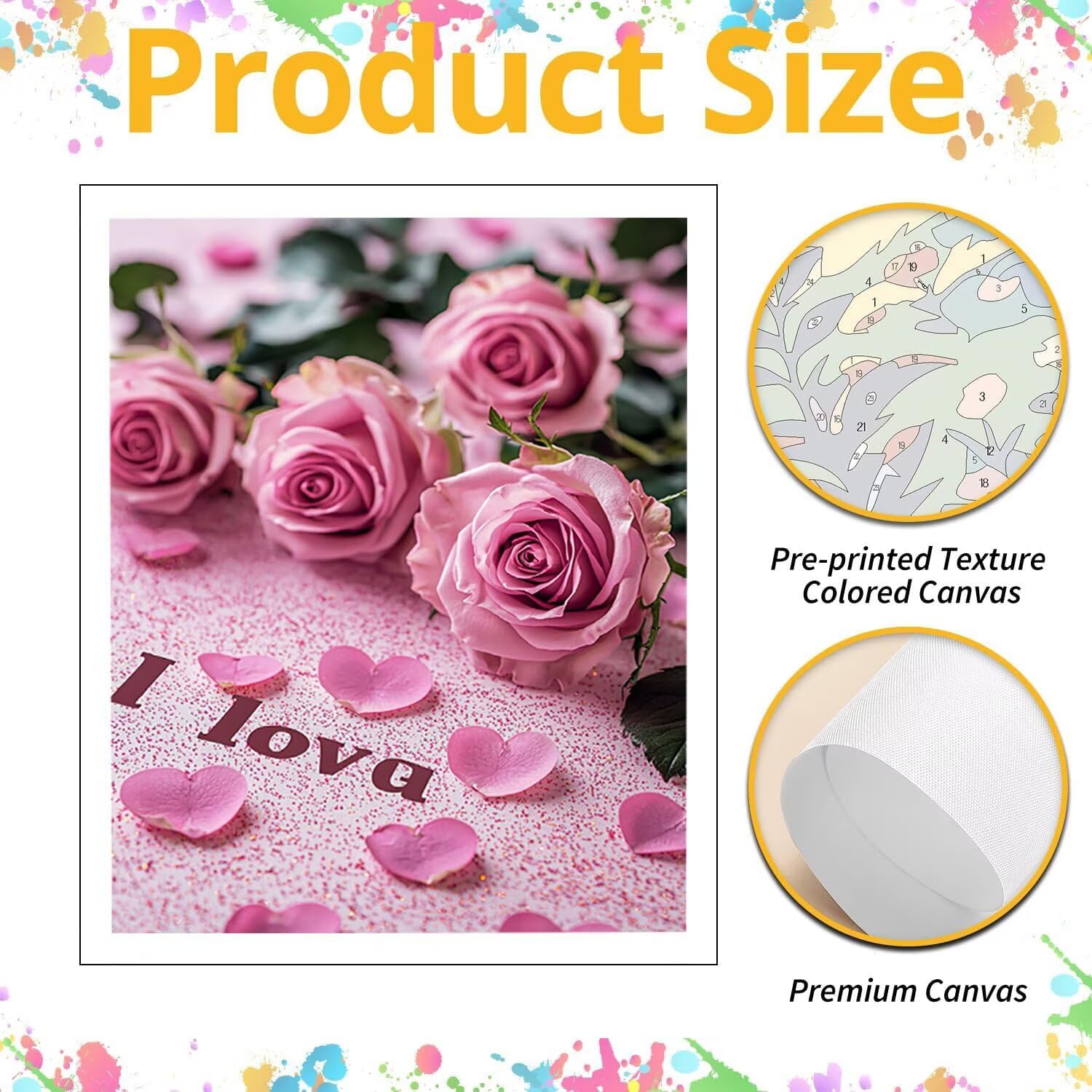 WEISHIWE Dipingere con i Numeri Adulti Rosa rosa, 80x100cm s-221 | Paint by Numbers Kit con Pennelli e Acrilico Pigmento, Fai da te Olio La Pittura di Numeri Kit, Decora la Casa, senza Cornice