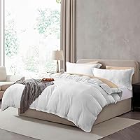 Hearth & Harbor Queen Duvet Cover Set - Ultra Soft Prewashed White Microfiber 3-Piece, 90x90 Duvet & Shams with Zipper & Ties