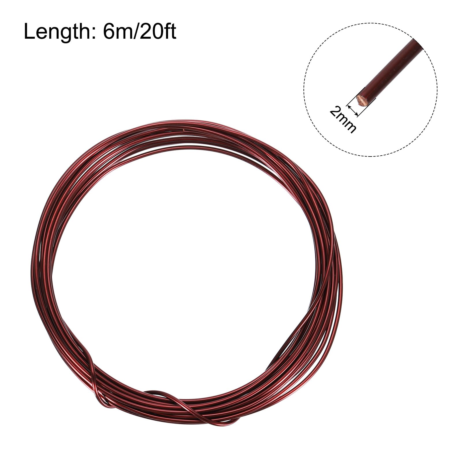 QUARKZMAN Alambre Magnético de 2 mm, 20 Pies, Cobre Esmaltado, Bobinado 130℃ para Transformadores