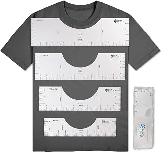 Simply Stocked Tshirt Ruler Guide for Vinyl Alignment - 4 Pcs of PVC T Shirt Rulers to Center Designs for Heat Press - 17.5, 16, 12 and 10 Inch Guides for T-Shirts of All Sizes (White)