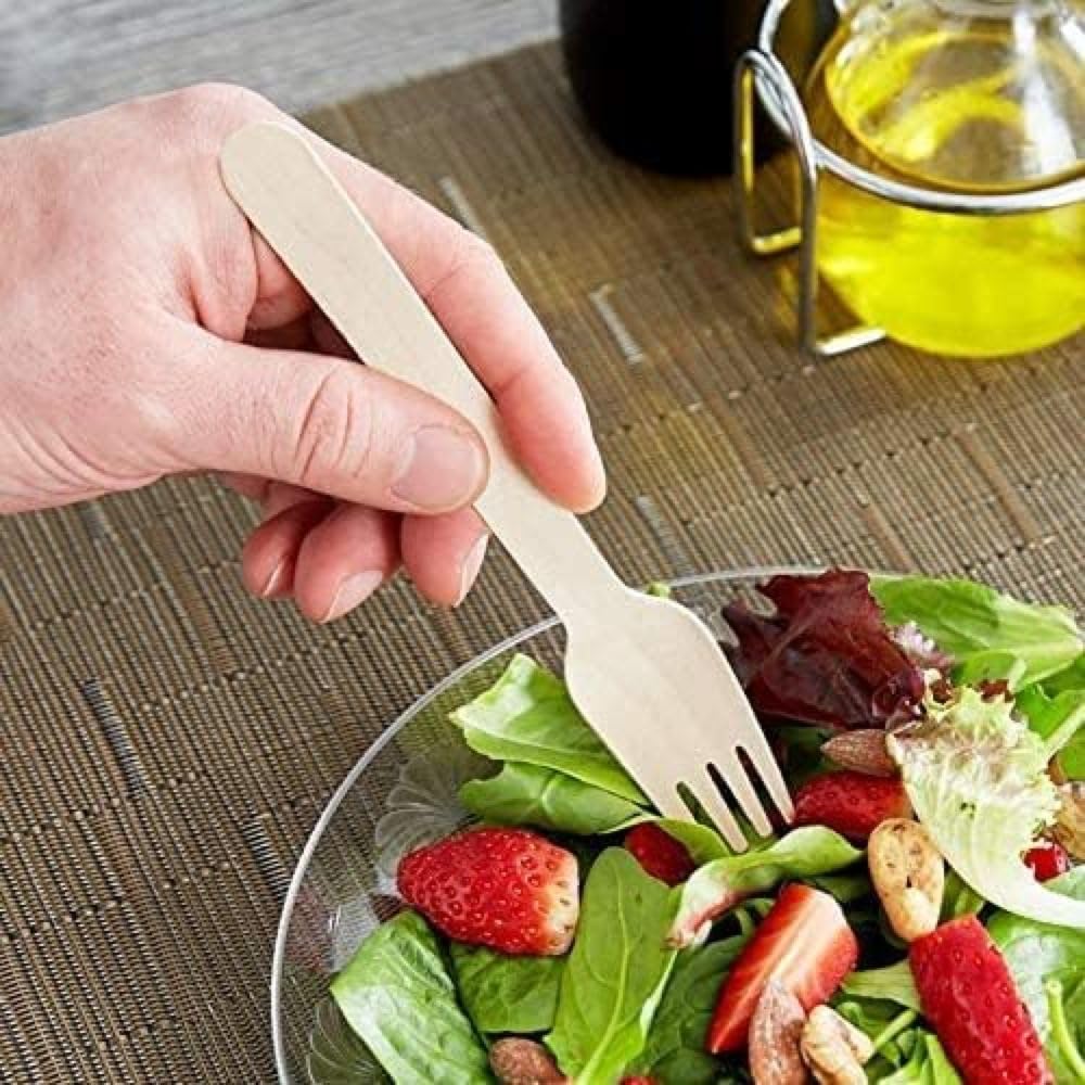 100 300 Forchette in legno di betulla - monouso - biodeagradabili - 16 cm Posate compostabili 100% Naturale (300)