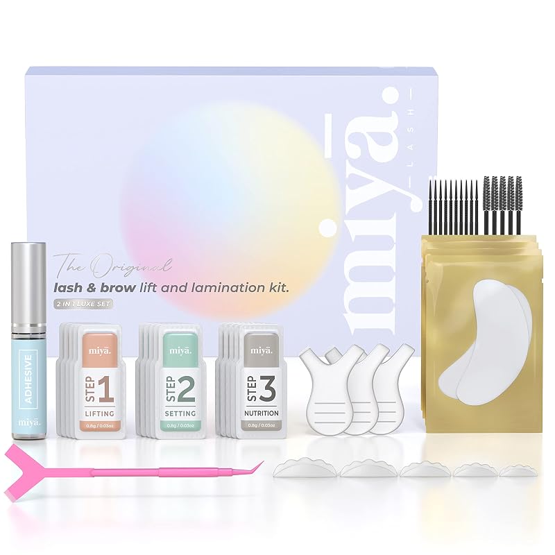 Kit MIYA LASH 2 em 1 para levantamento de cílios e laminação de sobrancelhas com escudos de silicone