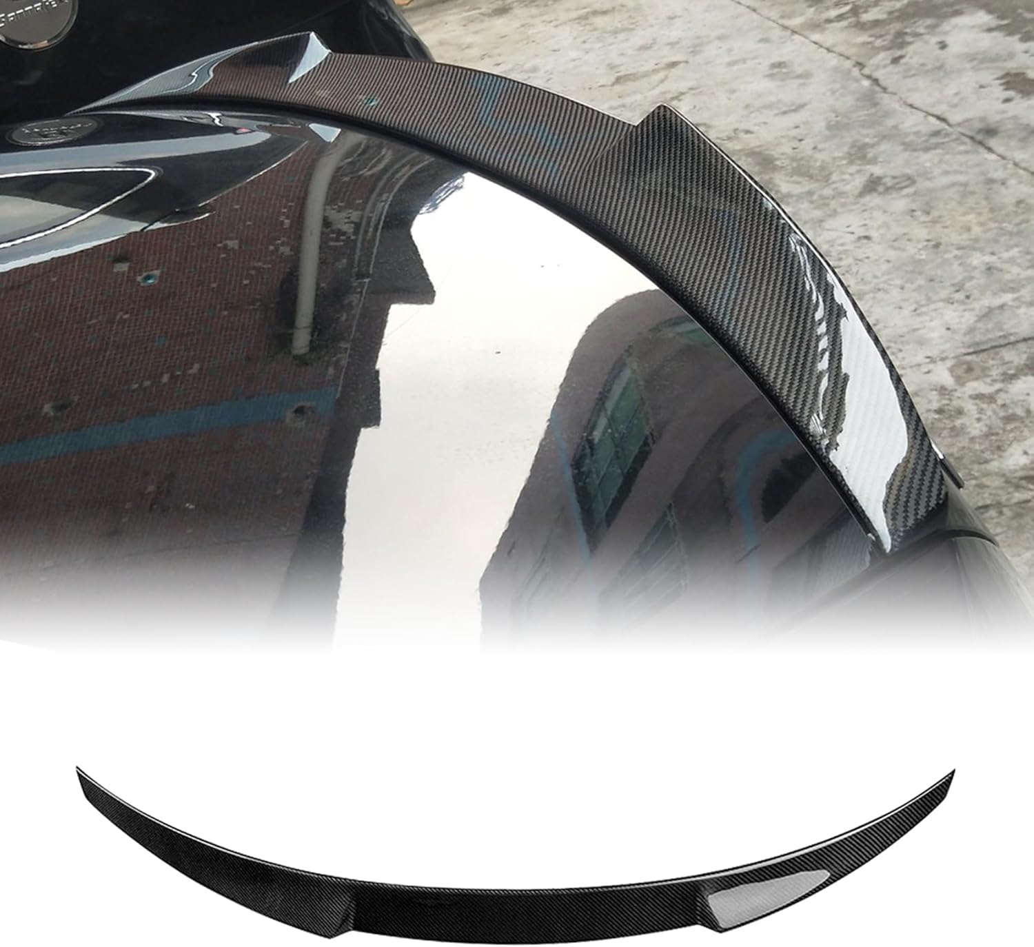 AeroBon Real Carbon Fiber Trunk Spoiler Compatible with 2011-2018 Mercedes Benz CLS Class C218 W218 Sedan Rear Spoiler (H Style) High Kick