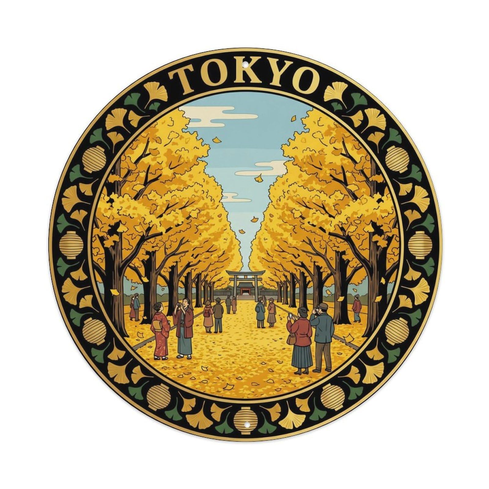 Olhnbad Style Tokyo Meiji Jingu Gaien Ginkgo Avenue Golden Cultural Metal Tin Sign