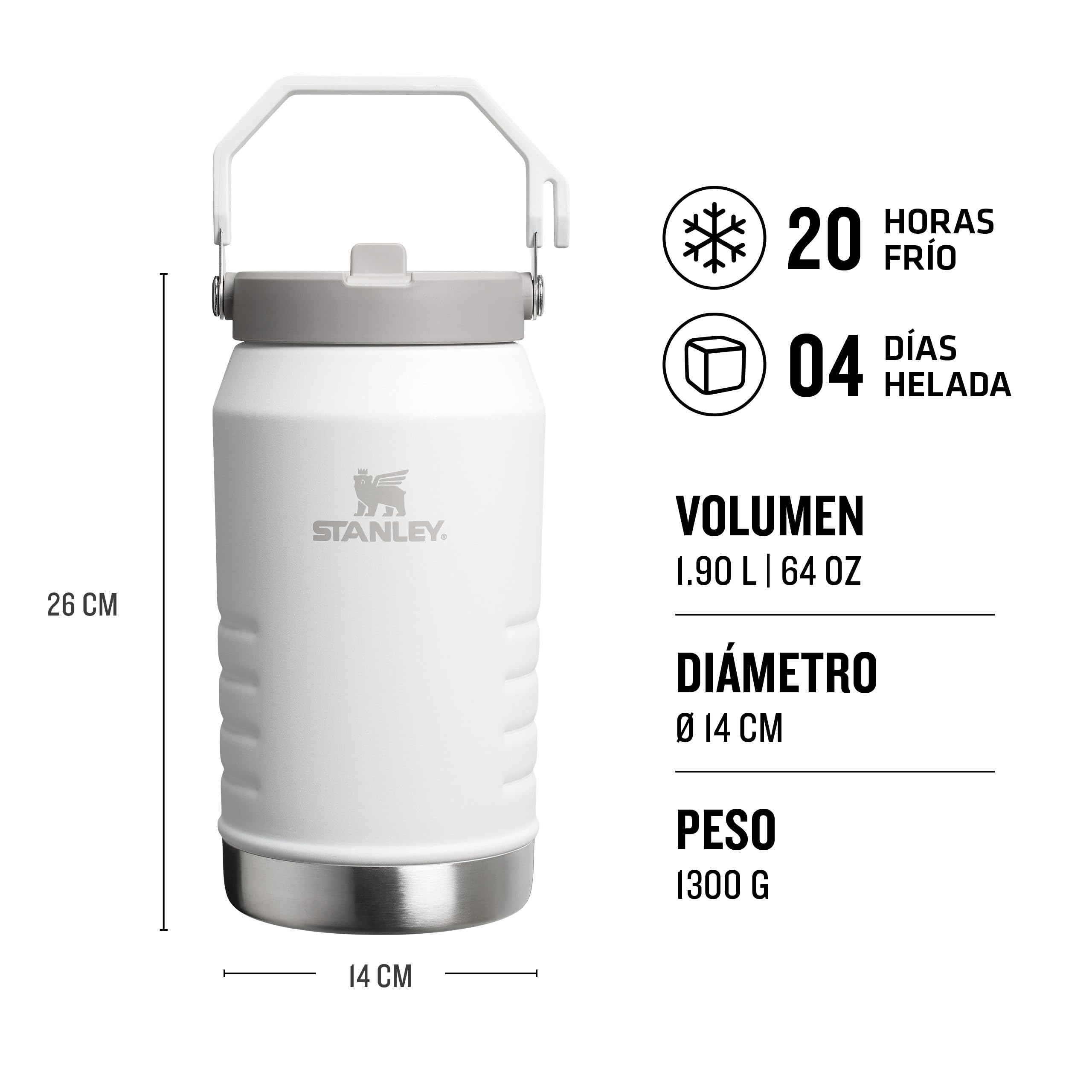 Stanley 1913 Iceflow Flip Straw 2.0 Jug 1.90L - 20 Horas Fría - 4 Días Helada - A Prueba De Fugas - Botella Agua Acero Inoxidable - Sin BPA - Apta Para Lavavajillas - Botella Agua Gimnasio - Frost | Enfría 20 horas. - 4 días refrigerado - A prueba de fuga