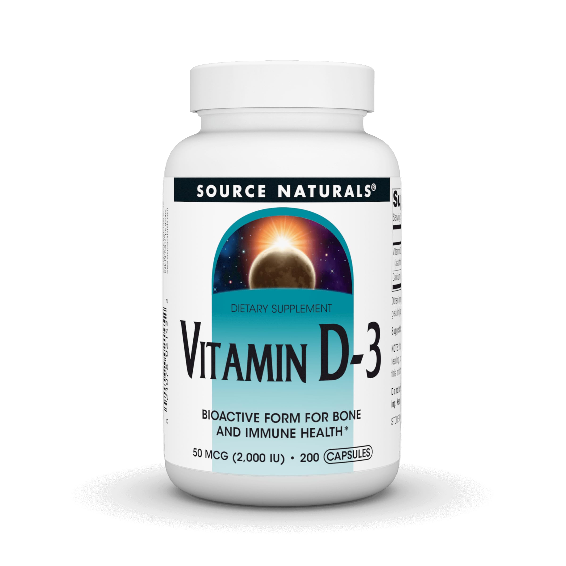 Source Naturals, Vitamin D-3, 50 mcg (2000 IU) - 200 Capsules 200 Count (Pack of 1)