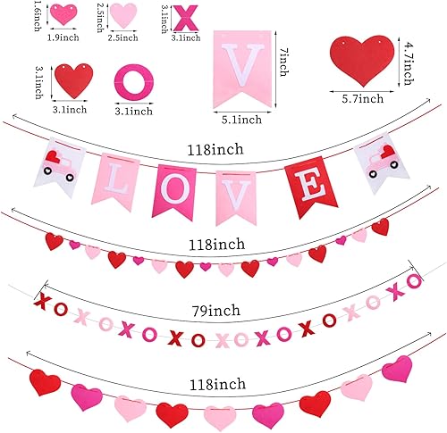 Miniatura 2 de Decoración para el día de San Valentín, guirnalda de corazón de fieltro, decoración para el hogar, mantel de aula, fiesta, aniversario, boda,