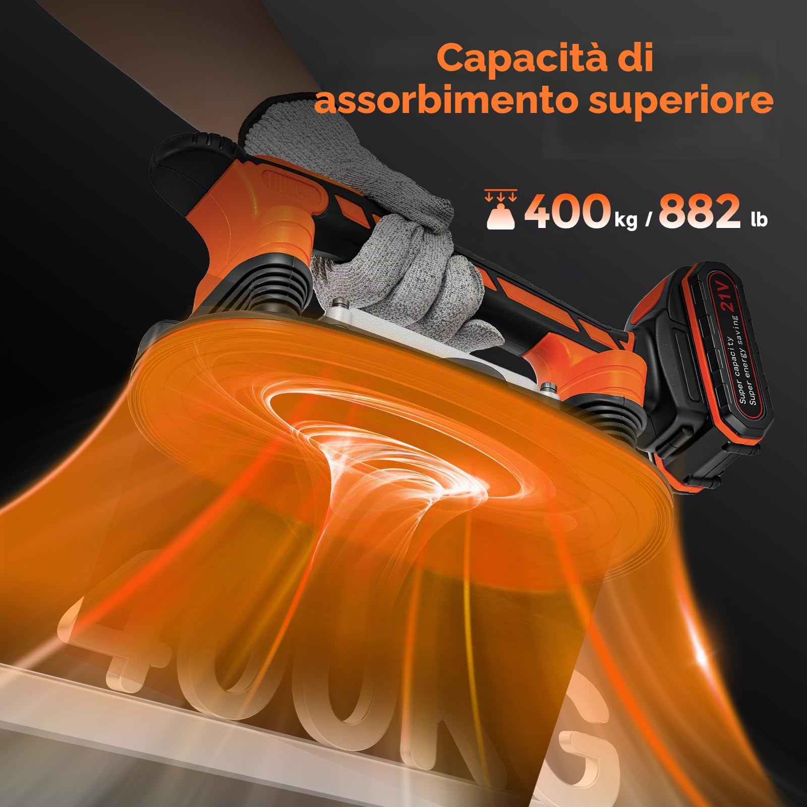 Bonvoisin 2-en-1 Vibrador de Azulejos con Ventosa, 400KG de Adsorción 28,5×15cm, 6 Niveles Ajustables, 2 Baterías 12500mAh para Azulejos Pared/Suelo 30-300cm (EU)
