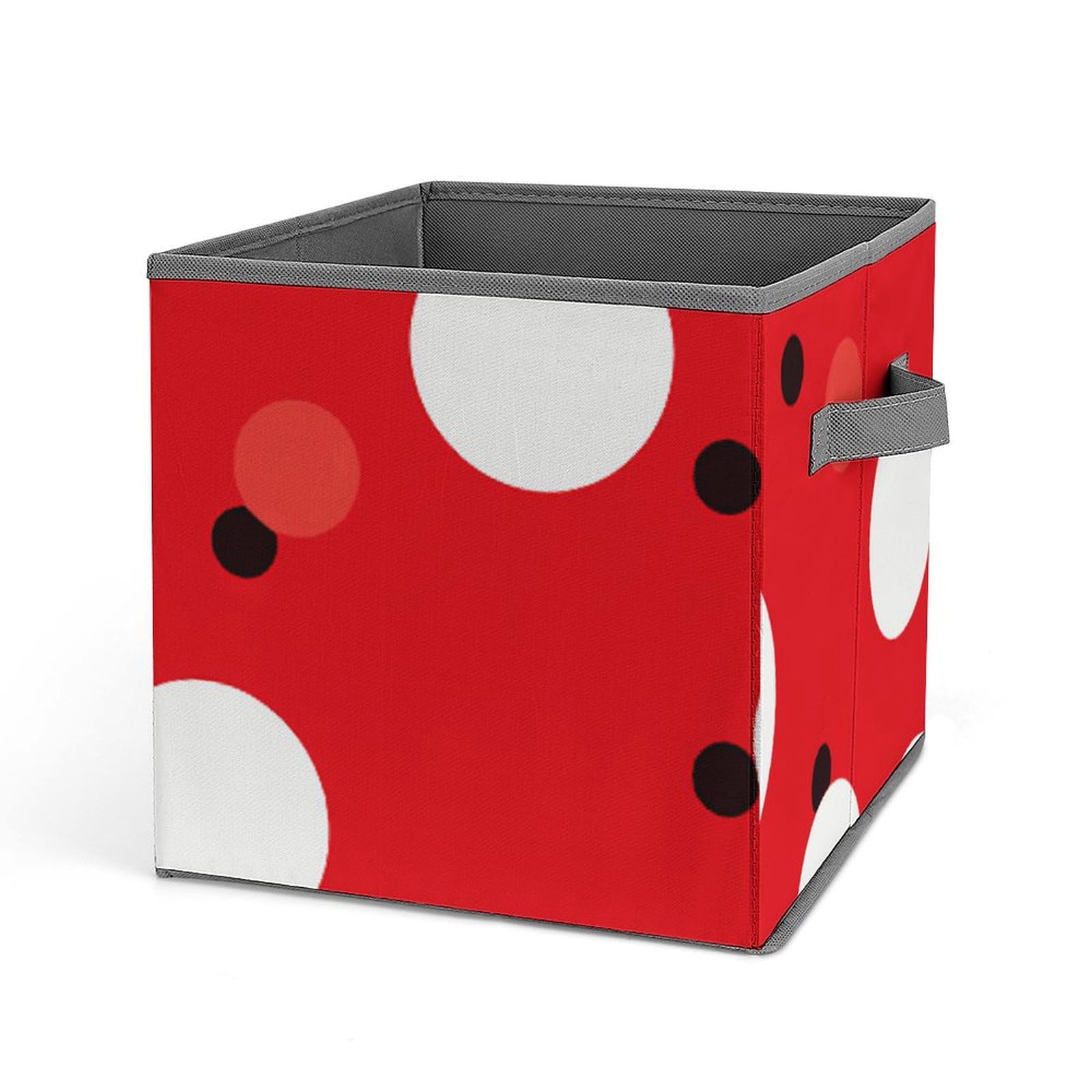 Bacs de rangement pliables en tissu à pois rouge et blanc