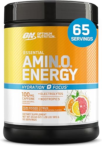 Vista 20 de Optimum Nutrition Amino Energy Powder Plus Focus, con BCAA, electrolitos y cafeína, ponche de frutas, 65 porciones (el embalaje puede variar)