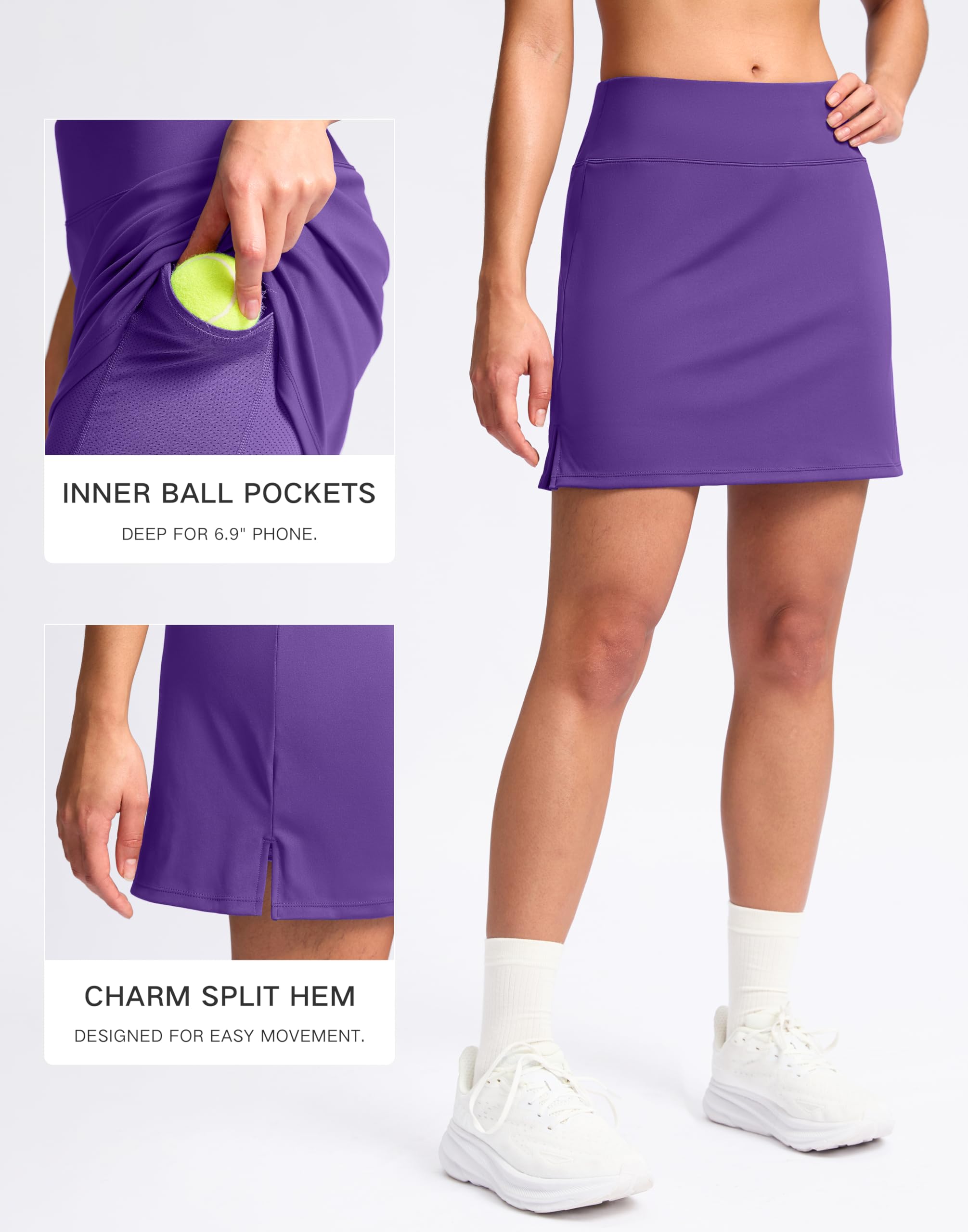 SANTINY Jupe-short de 40,6 cm pour femme avec 2 poches, taille haute, coupe trapèze, style décontracté, athlétique, jupe de tennis