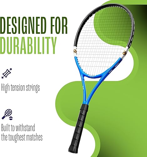 Miniatura 3 de Juego de raqueta de tenis ligera para 2 jugadores, raquetas recreativas de 27 pulgadas para adultos, para hombres, mujeres y jóvenes, paquete