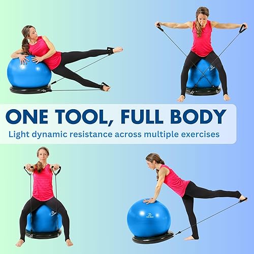 Miniatura 4 de ProBody Pilates Silla de pelota de yoga, silla de pelota de ejercicio con base o soporte para sentarse en la oficina en casa o para hacer ejercicio,