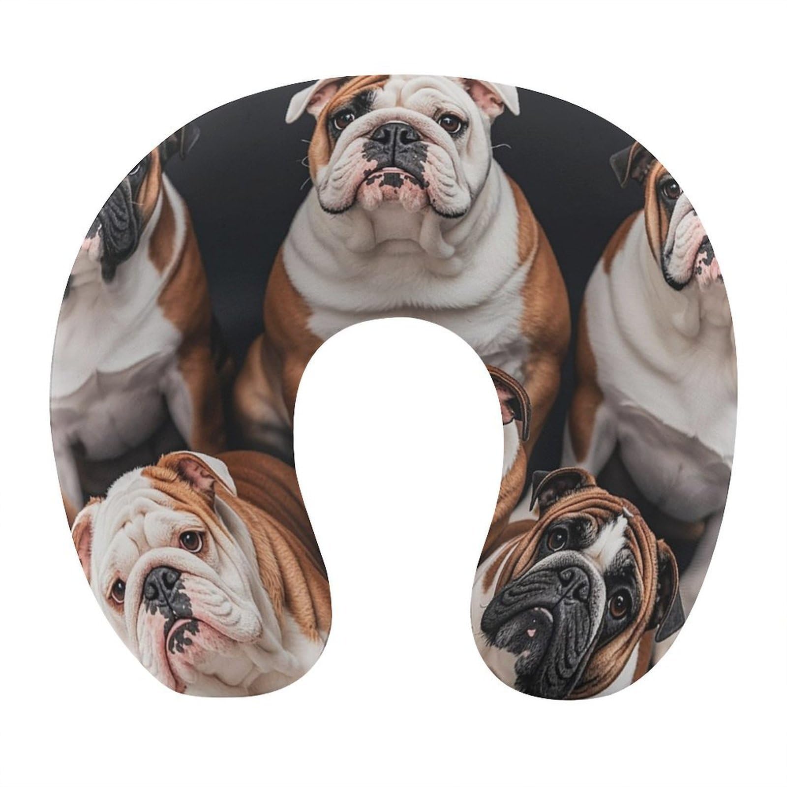 FekiLoot English Bulldogs Travel Pillow U Shaped Neck Pillow Comfortable Memory Foam Pillow Portable Soft Headrest Lightweight Neck and Head Support for Planes Trains Self-Driving Cars