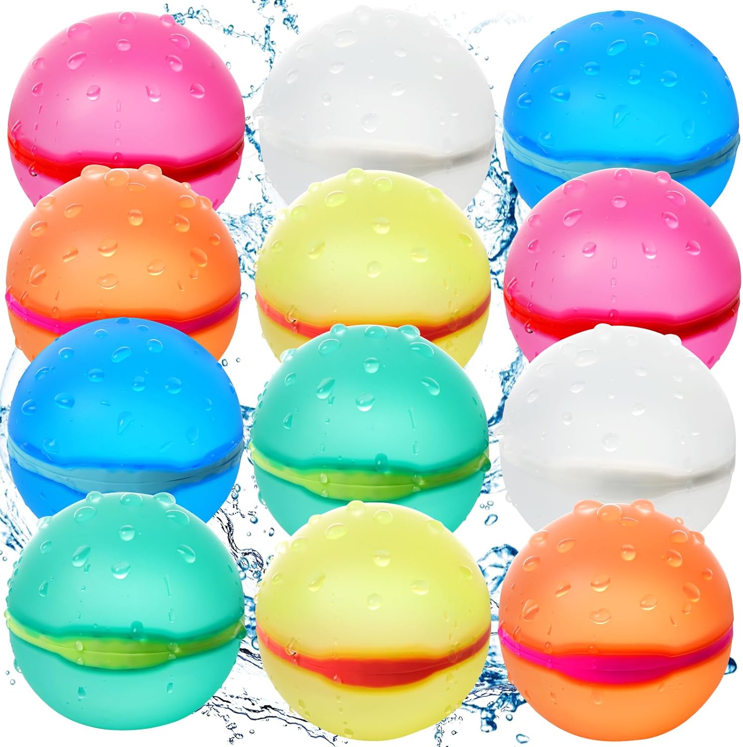 Reusable Water Balloons,24 pcs Magnetic Self Sealing Quick Refill Water Balloons for Kids,Outdoor Summer Pool Beach Water Bomb Toys Refillable Used for Water Fight Game