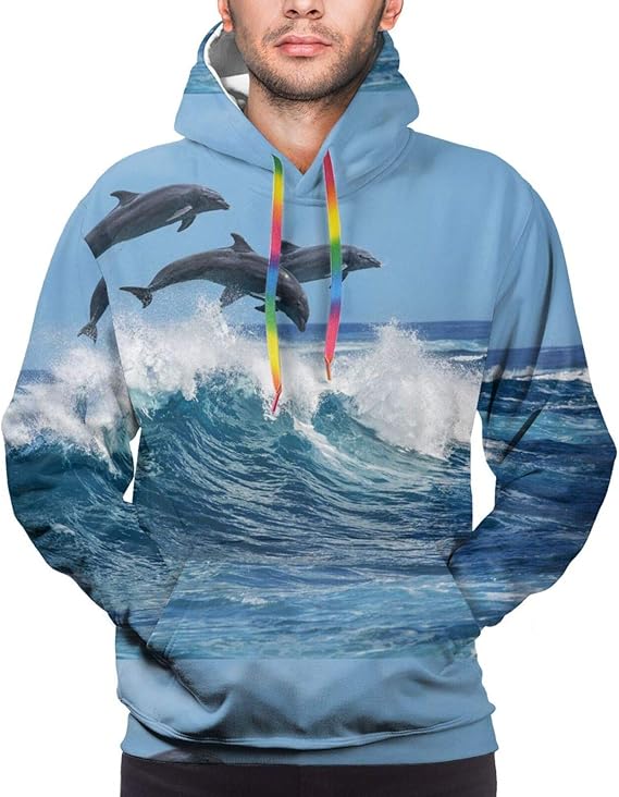 Amazon Co Jp 海のサメが波を起こしています メンズ パーカー 韓国風 ファッション 柔らかい フーディ 長袖 男女兼用 カップル ペア プリント パーカー ポケットレーナー パーカー 面白 おしゃれ お揃い ファッション