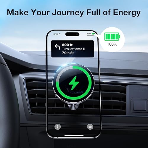 Miniatura 10 de Coolpow para Soporte Cargador de Coche Magsafe100% EstableCargador de Coche Magsafe de 15W Soportes Magnéticos de Teléfono para Accesorios de tu