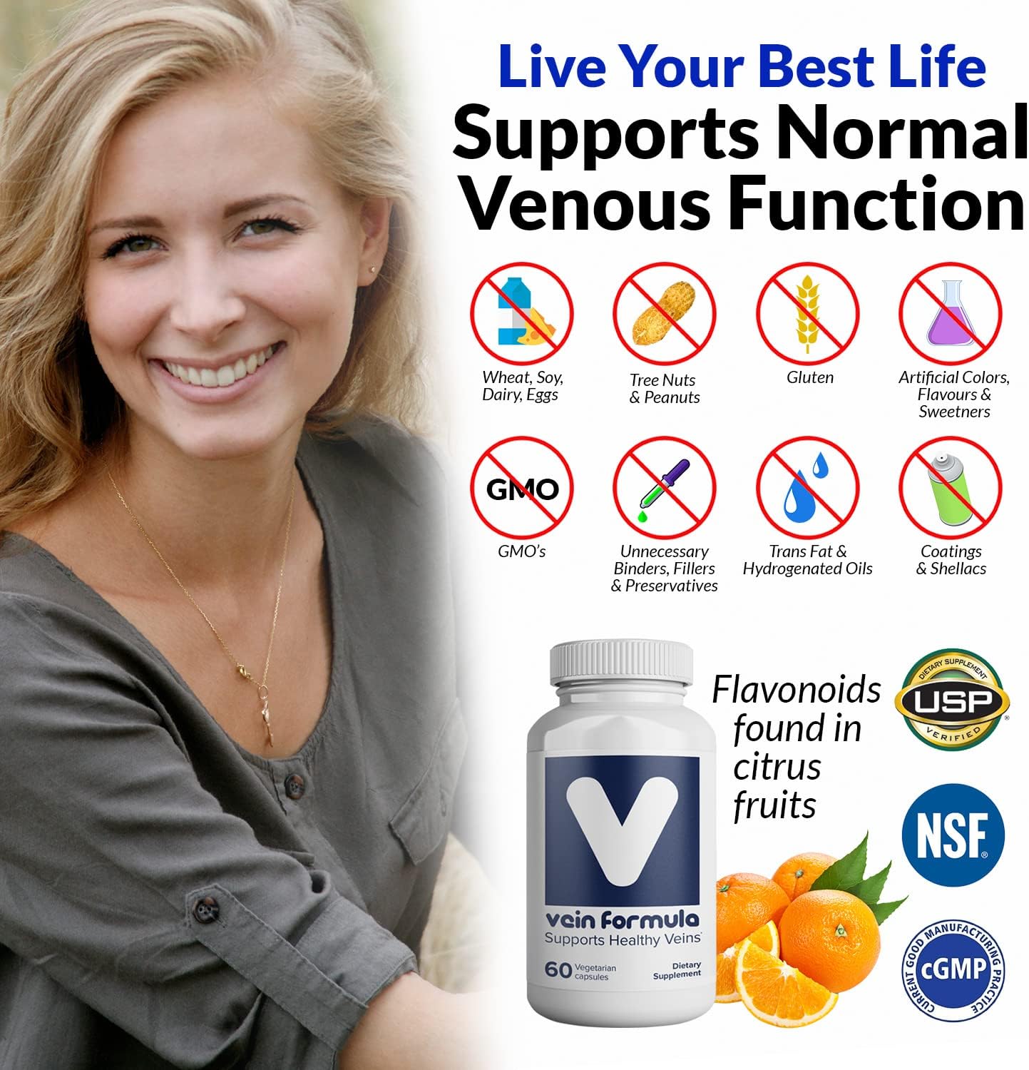 VITASUPPORTMD Vein Formula, Blood Circulation and Leg Vein Supplement, 60 Capsules, Diosmin Hesperidin 667 mg from MPFF, Micronized Bioflavonoids - Image 3