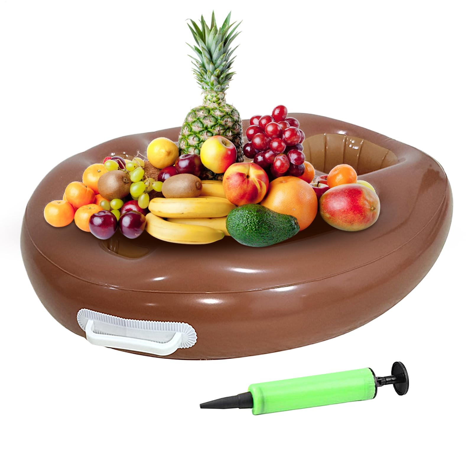 Porta bevande per piscina, vassoio galleggiante a 9 fori, organizer pieghevole per bevande, in PVC, include pompa manuale, per terrazza, spiaggia, compleanno in famiglia, nuoto, picnic, vasca