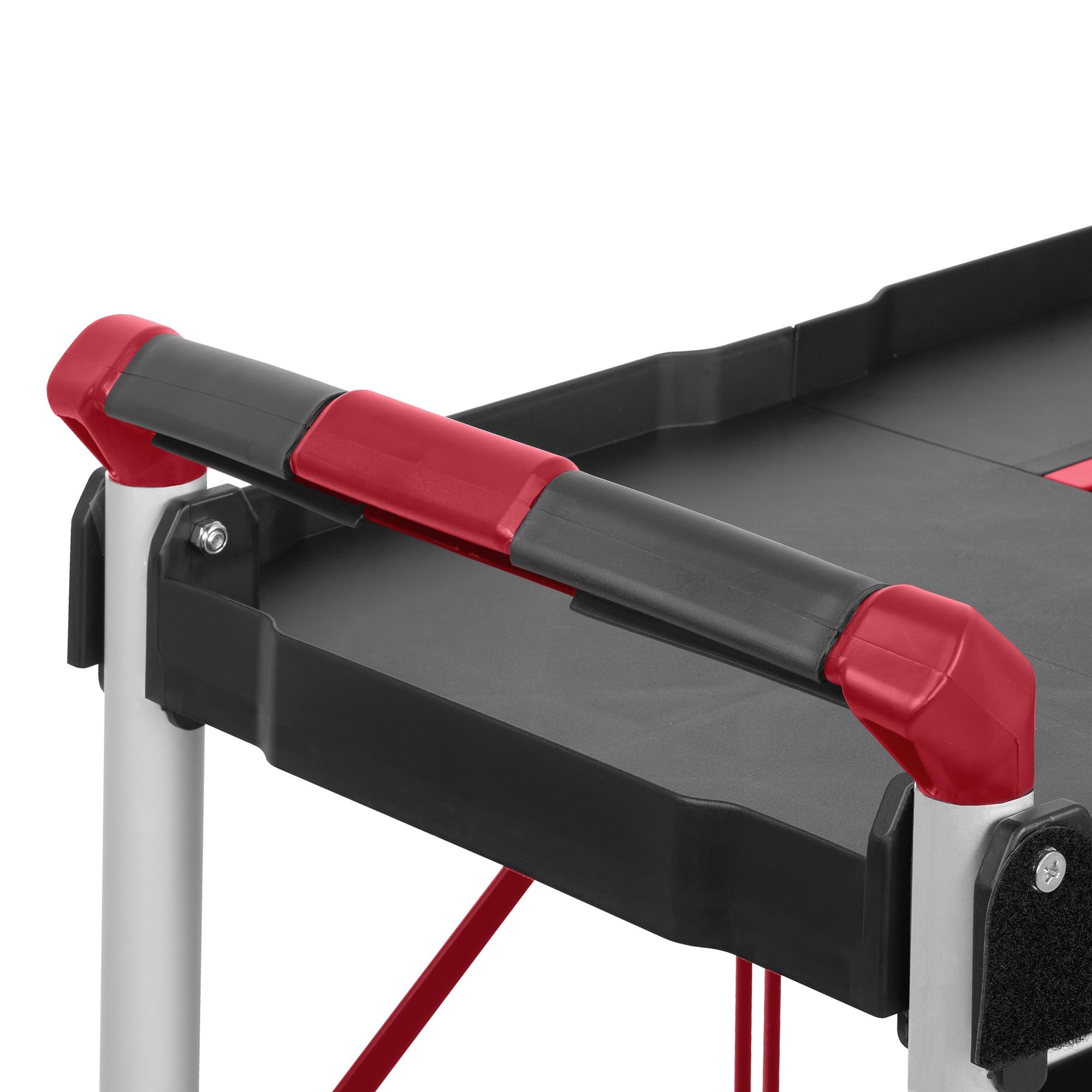 Mahlzeit Carrello da Portata Pieghevole con Ruote, 64 x 40,5 x 82 cm, Portata Fino a 150 kg, Scaffale Pieghevole a 3 Livelli, Rosso/Nero