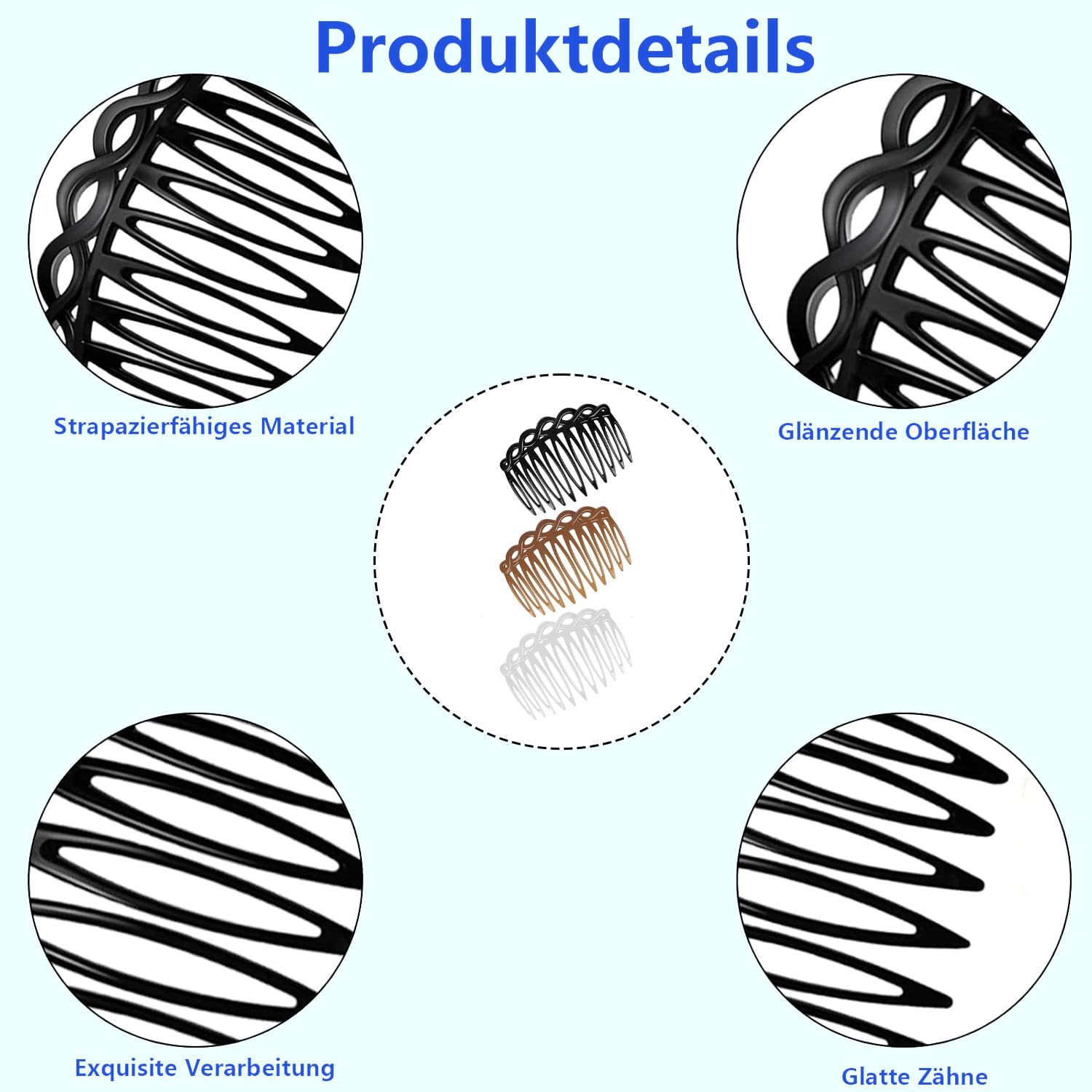Juego de 6 peines laterales franceses antiestáticos para el cabello,peines de inserción de 11 dientes,accesorios decorativos para mujeres,para novias,velos de boda y eventos especiales.
