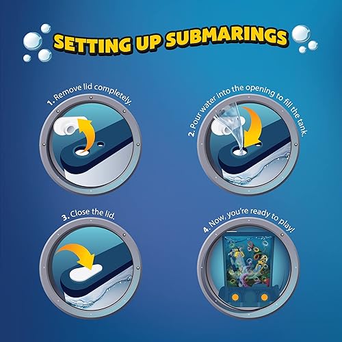 Miniatura 4 de CLAWSOME! Submarings - Juego de agua portátil | Mini anillo oceánico retro para lanzar juguetes STEM para adultos, niñas y niños de 6 a 12 años