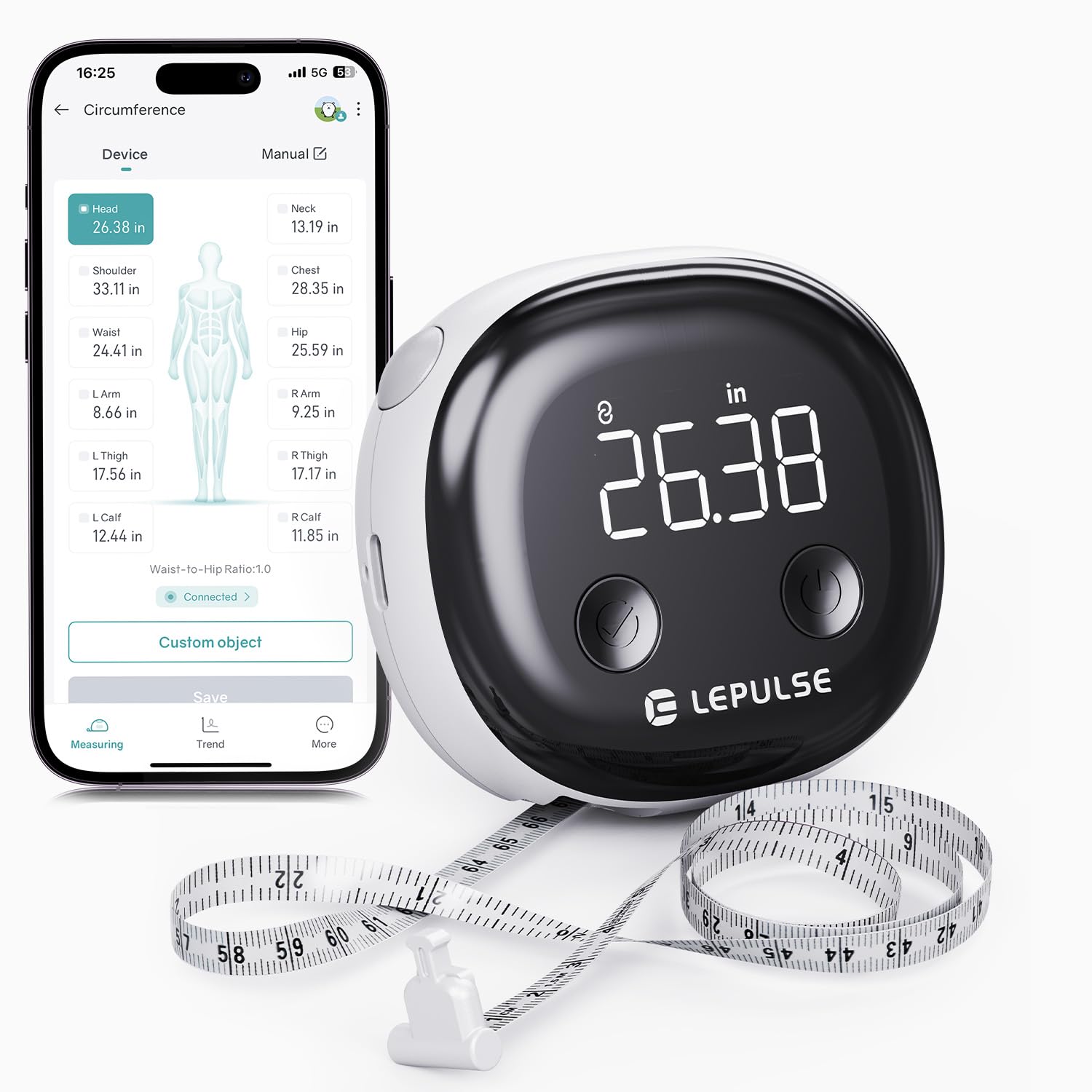 Amazon.com: Lepulse Smart Body Tape Measure, Bluetooth Measuring