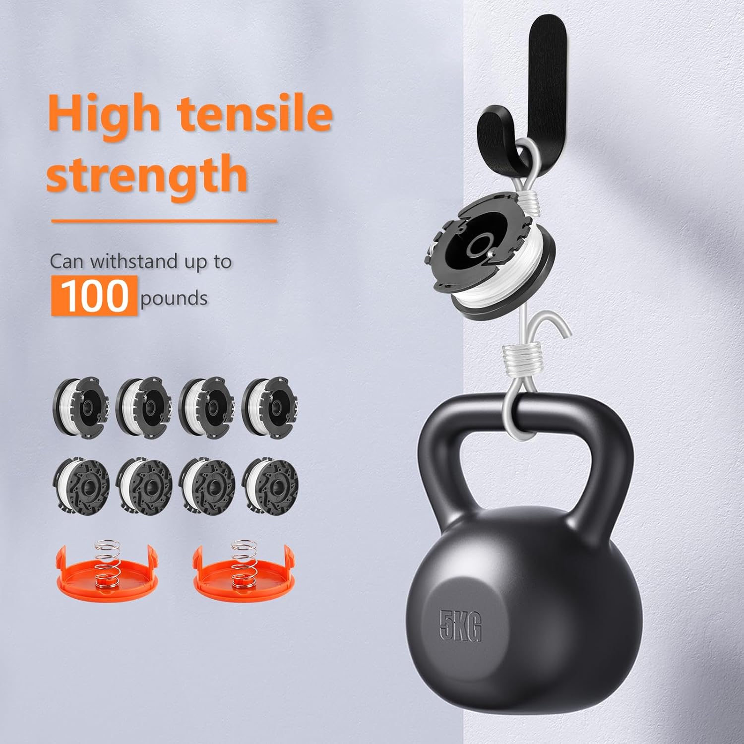 Viabrico 10 Pack AF-100 Replacement Spool Line for Black+Decker - 0.065" Weed Eater String Trimmer Line Spool, 30ft Autofeed Weed Wacker Spool Refill for Black+Decker(8 Spool,2 Cap,2 Spring) - Image 4