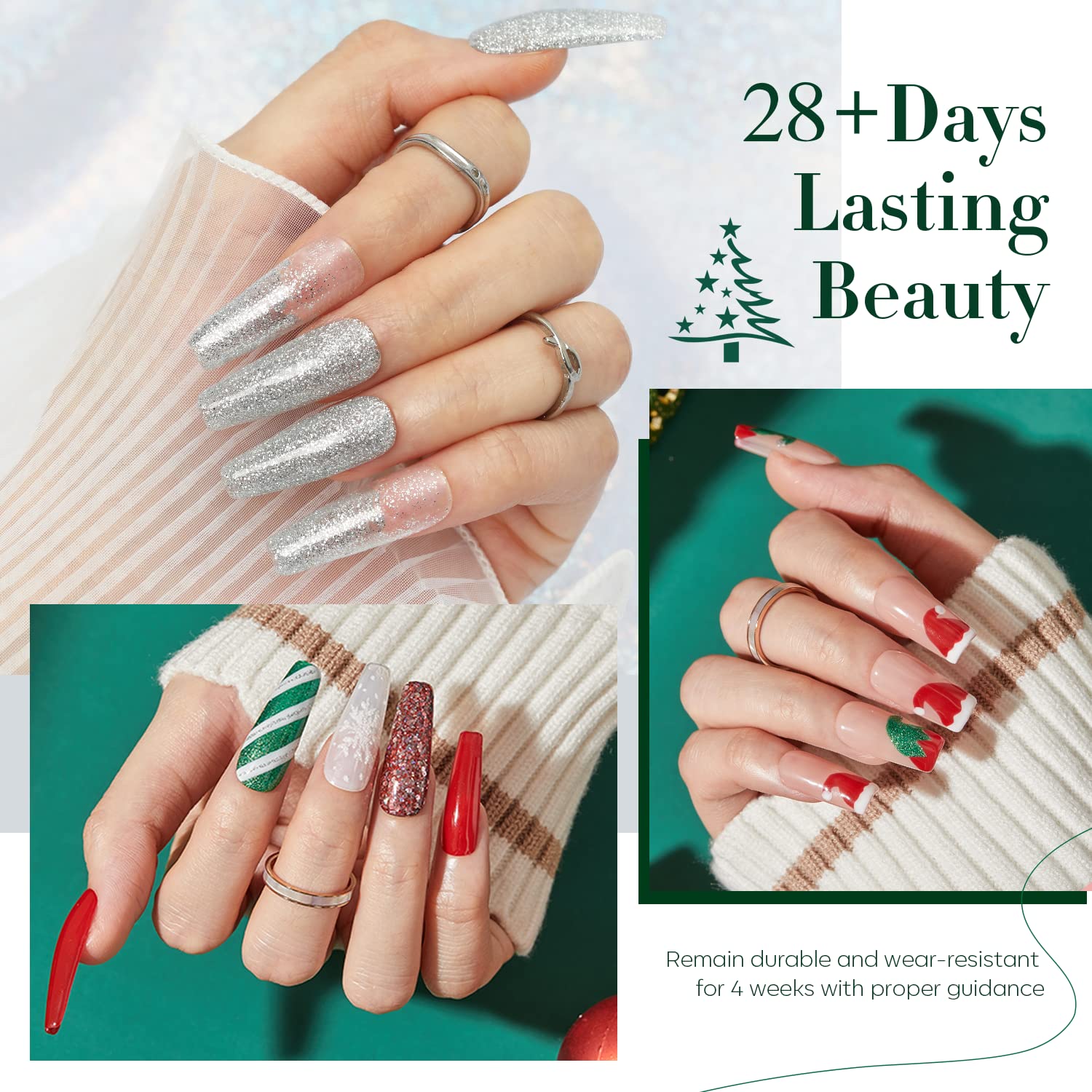 Amazon.com: Modelones Christmas Gel Nail Polish Set 6 Colors, Winter Sparkle  Dark Green Red Glitter Silver Champagne Rose Gold New Year Shades Shopping  Gel Polish Kit Fall Soak Off Nail Art Manicure