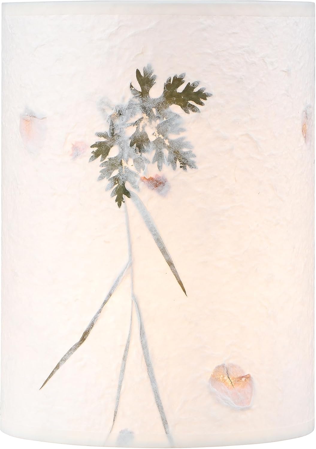 Aspen Creative 31318 Drum Shape Spider Construction Lamp Shade in White with Petal Paper, (8" x 8" x 11")