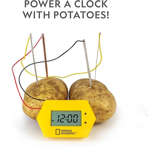 Miniatura 3 de NATIONAL GEOGRAPHIC - Kit de ciencia eléctrica con reloj de papa y linterna alimentada por monedas, 2 proyectos STEM sobre circuitos eléctricos