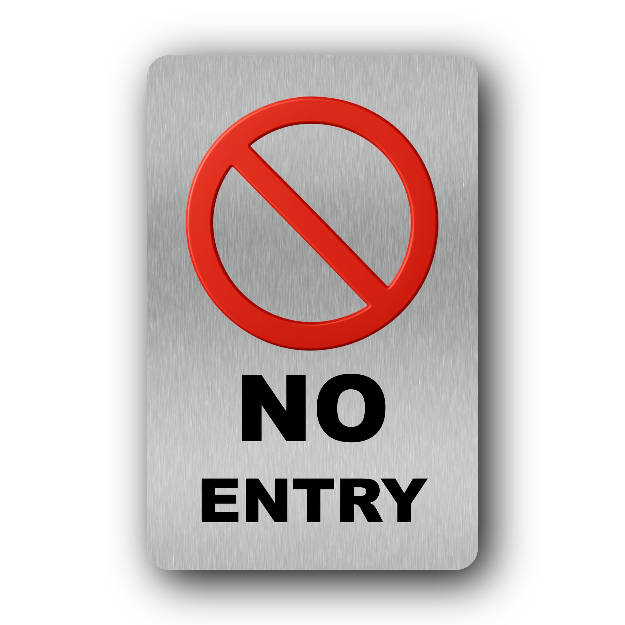 NO ENTRY Sign – 15x10cm Brushed Aluminium, Weatherproof, Self-Adhesive