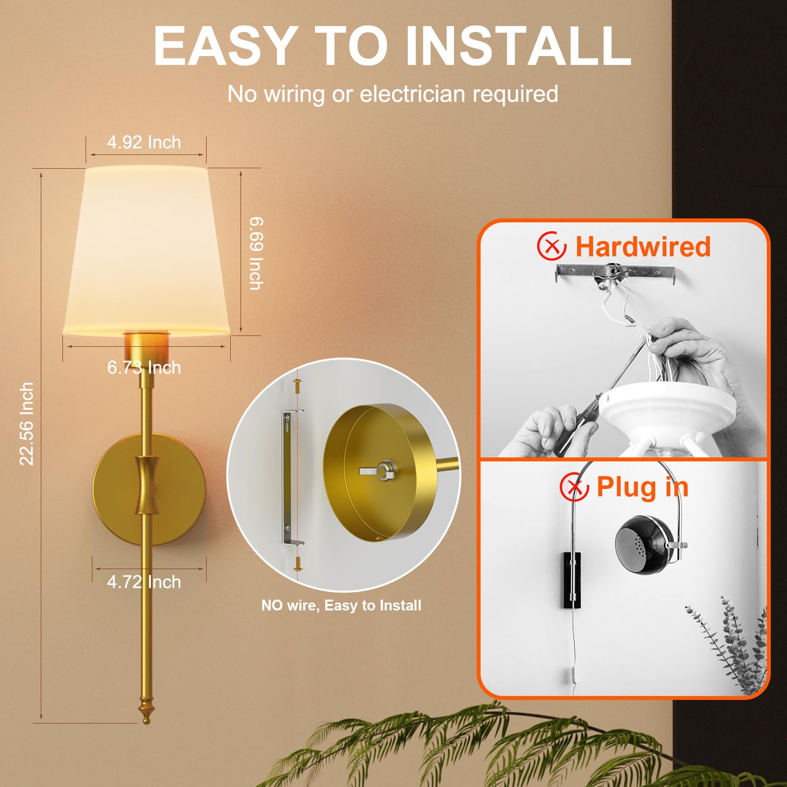 Battery Operated Wall Sconces Set Of Two, Rechargeable Wall Light With Reote Control, Diable