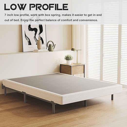 Bedsnus 7 Inch Metal Bed Frame Queen Size, Compatible with Most Brand Box Spring Or Mattress, 9-Leg Support Bed Base, Headboard Attachable, Noise-Free, Easy Assembly, Black thumbnail 4