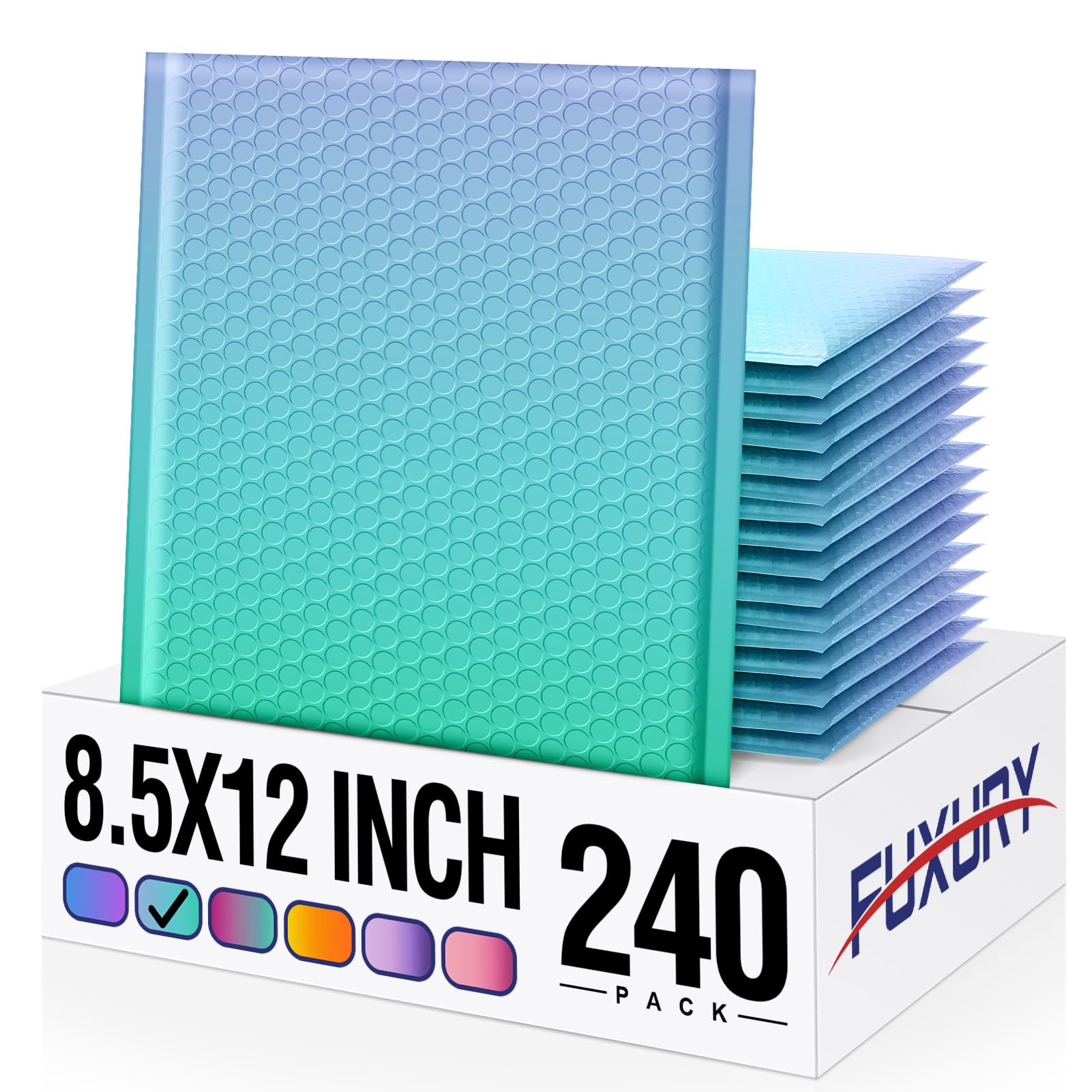 Fuxury Bubble Mailers 8.5x12" 240 Pack Padded Envelopes Usable Size 8.5x11"