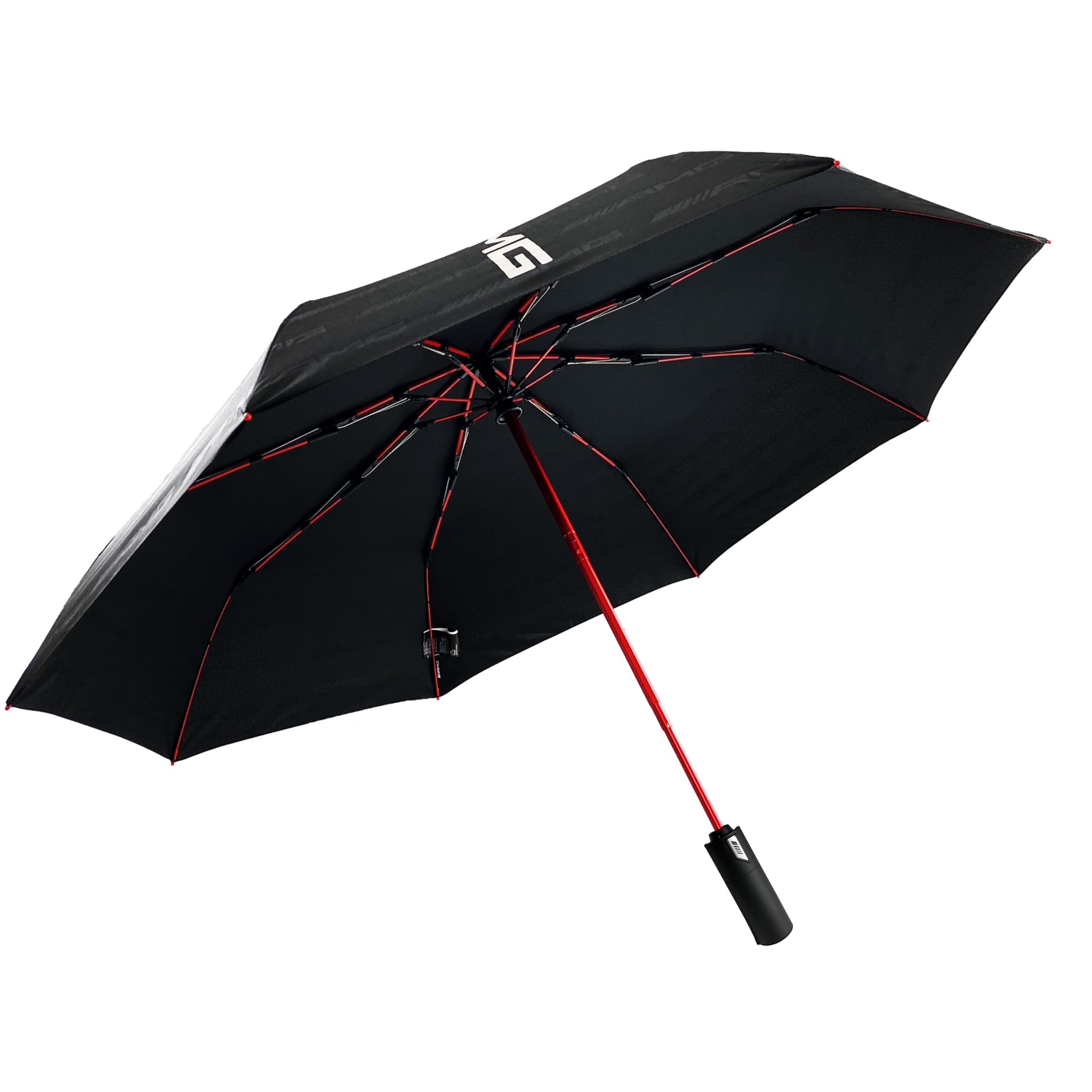 Paraguas Plegable AMG Auténtico – Antiviento, Apertura y Cierre Automáticos, Compacto de Viaje, Diseño Negro y Rojo Premium, Resistente y Ligero para Todo Clima