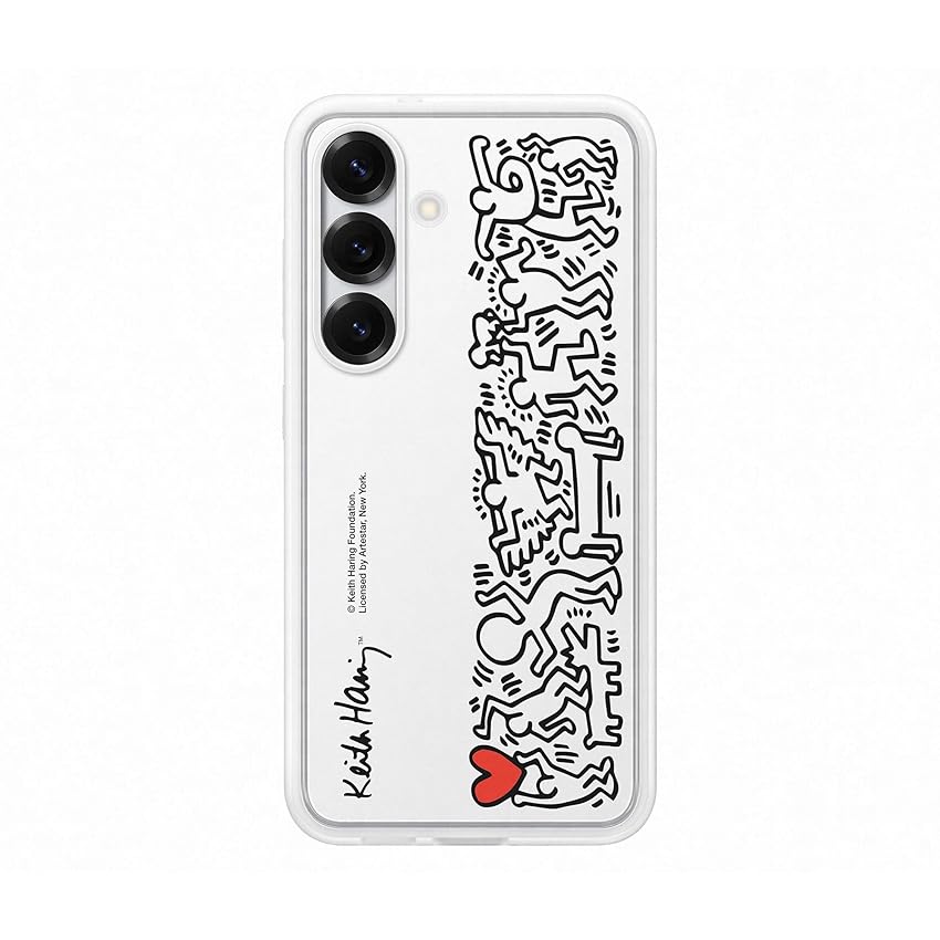 Samsung FlipSuit Case Cover con protezione resistente per Galaxy S25, Card Keith Haring con tecnlogia NFC inclusa, White