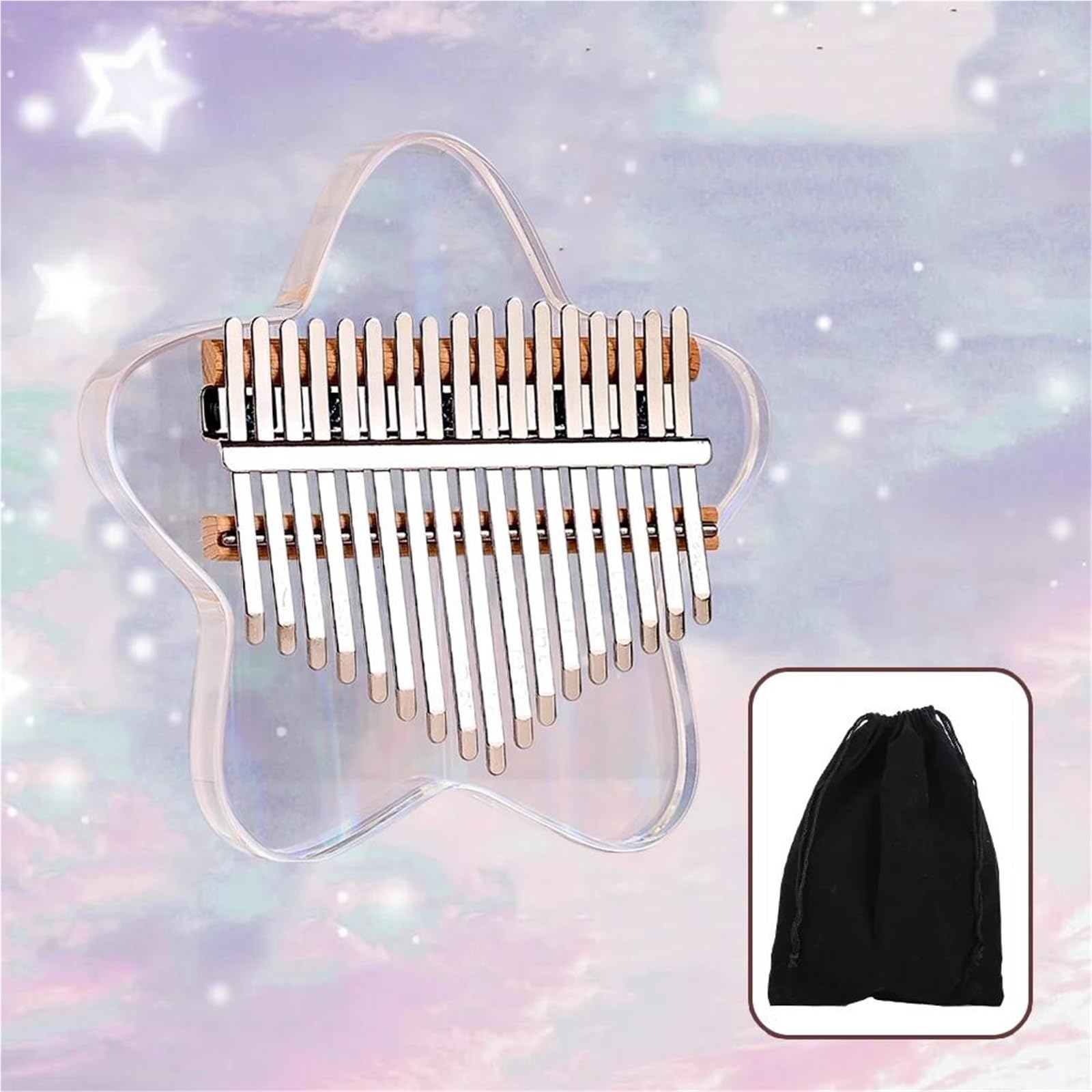 Kalimba 17 Klawiszowy Akrylowy Przezroczysty Instrument Kalimba Z Motywem Starry Sky