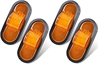 Vista 1 de 4 piezas de 6.5 pulgadas de luz de señal de giro media de lente ámbar con montaje de goma, 24 LED con lente reflex, luz de marcador lateral