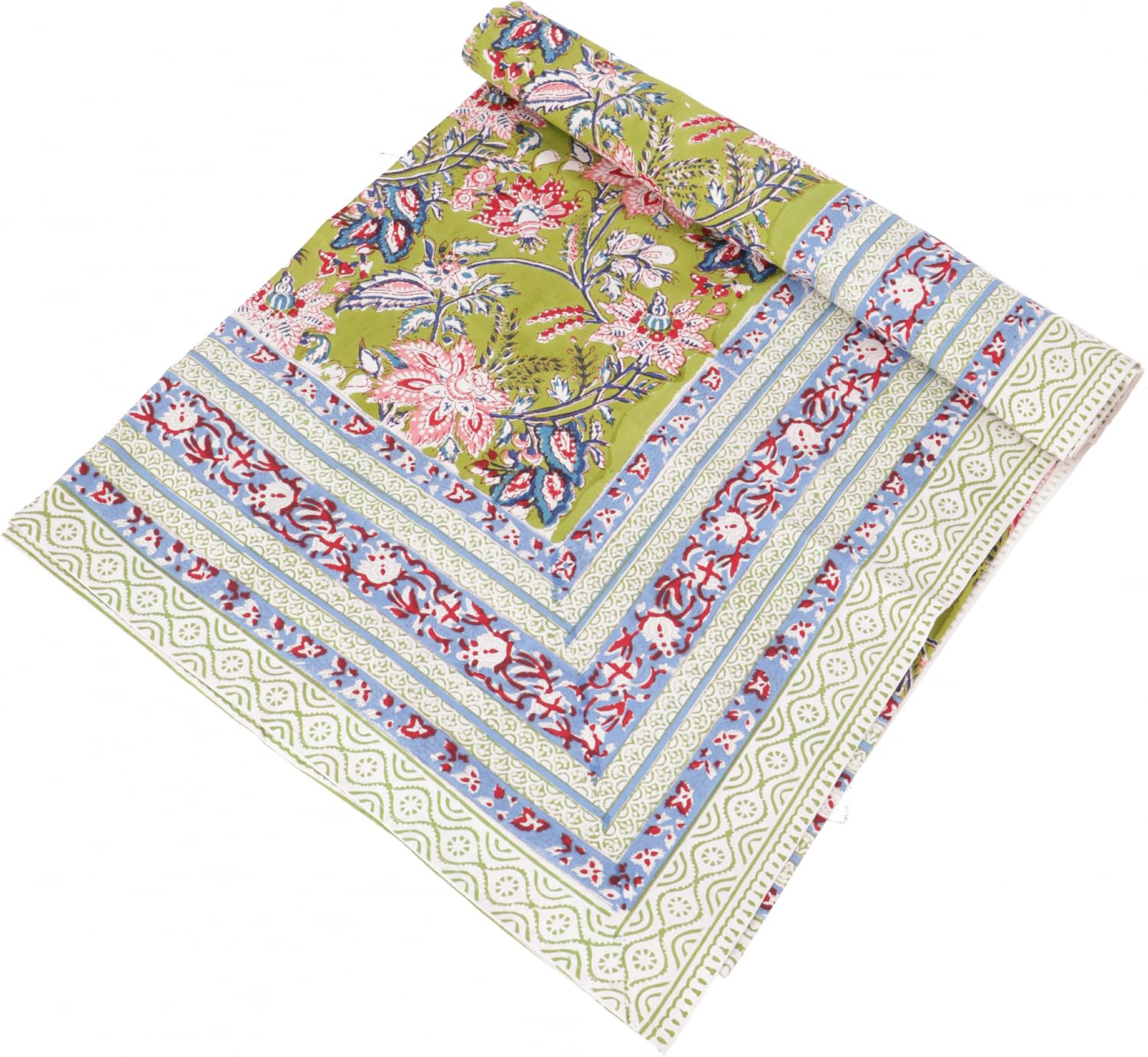 Blockdruck Tagesdecke, Bett & Sofaüberwurf, Design 9, Double 225*275 cm | 100% Baumwolle, handgefertigt, traditioneller Blockdruck, vielseitig einsetzbar, dekorativ