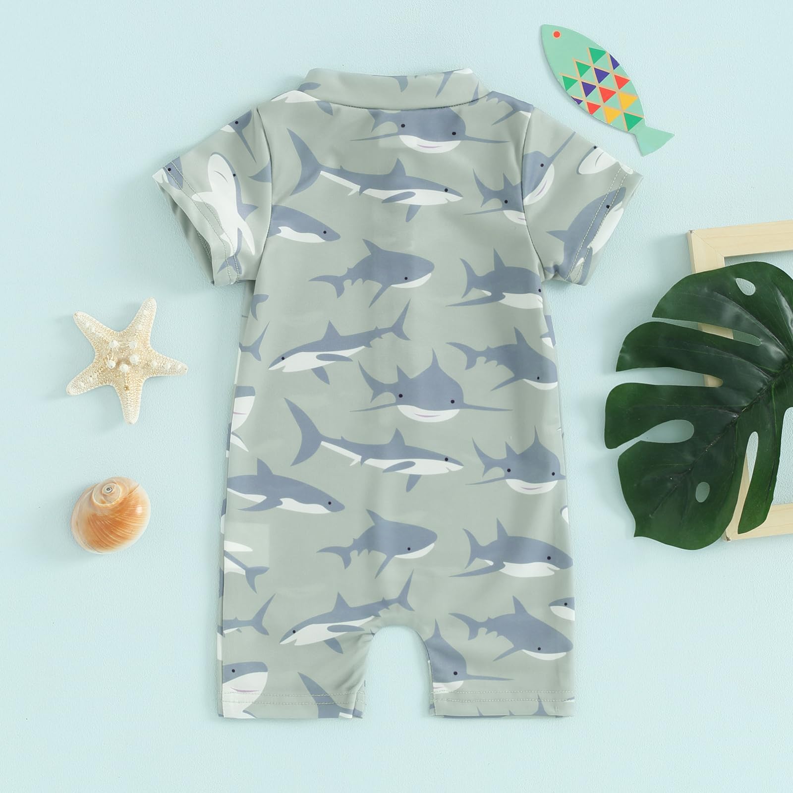 Maillot de bain Rashguard à manches courtes avec fermeture éclair et imprimé baleine/dinosaure pour enfant