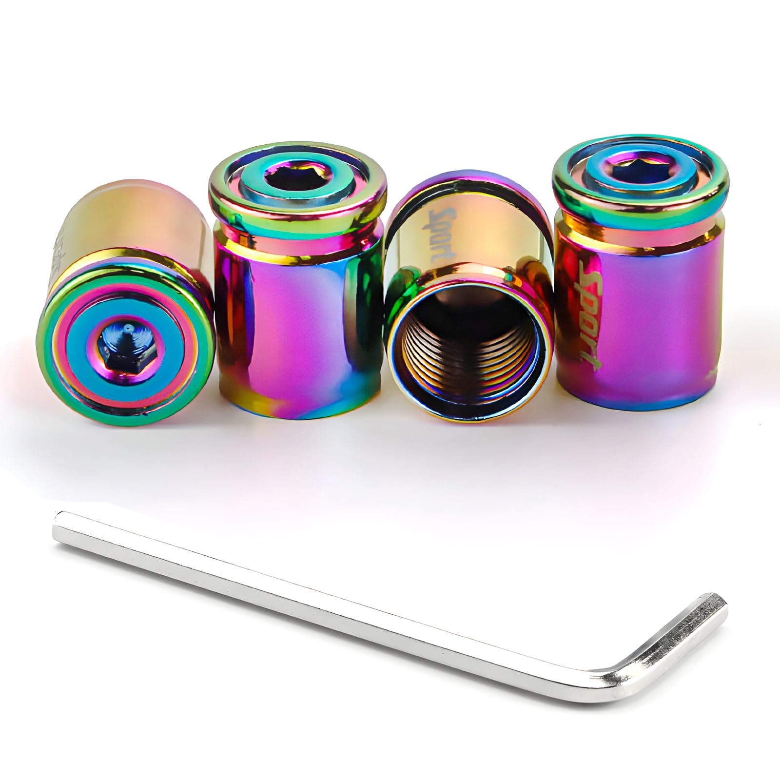 4PCS Locking Car Tire Valve Stems Caps, Anti-Theft Auto Wheel Valve Stem Covers with O Rubber Seal, Universal Stainless Tyre Air Stems Cover for Cars, Bicycles, Motorcycles (Colorful)