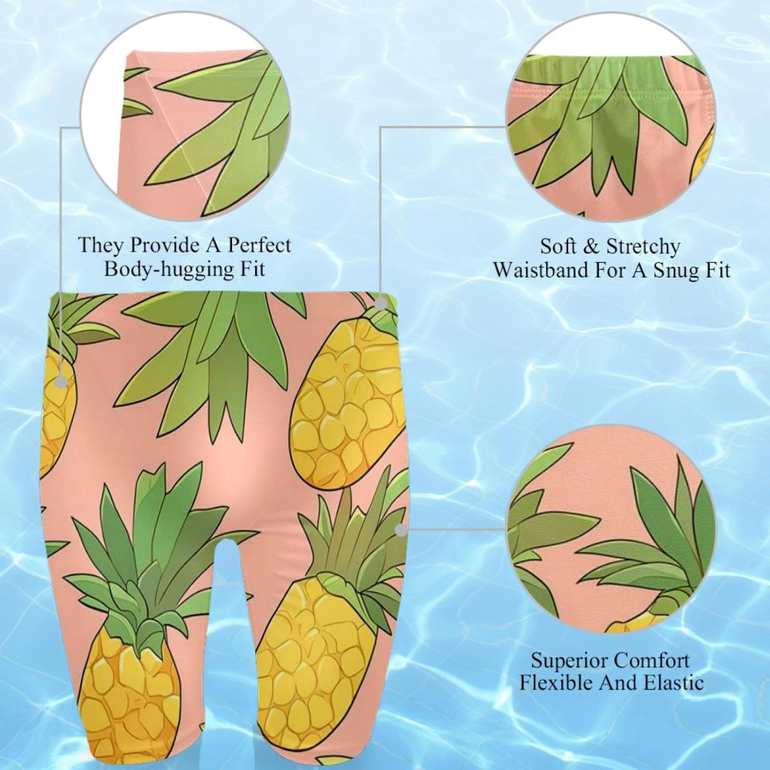 Men's Swimsuit Jammer Quick Dry Swim Jammer Racing & Training Swimsuit,Colored Pineapple Pattern